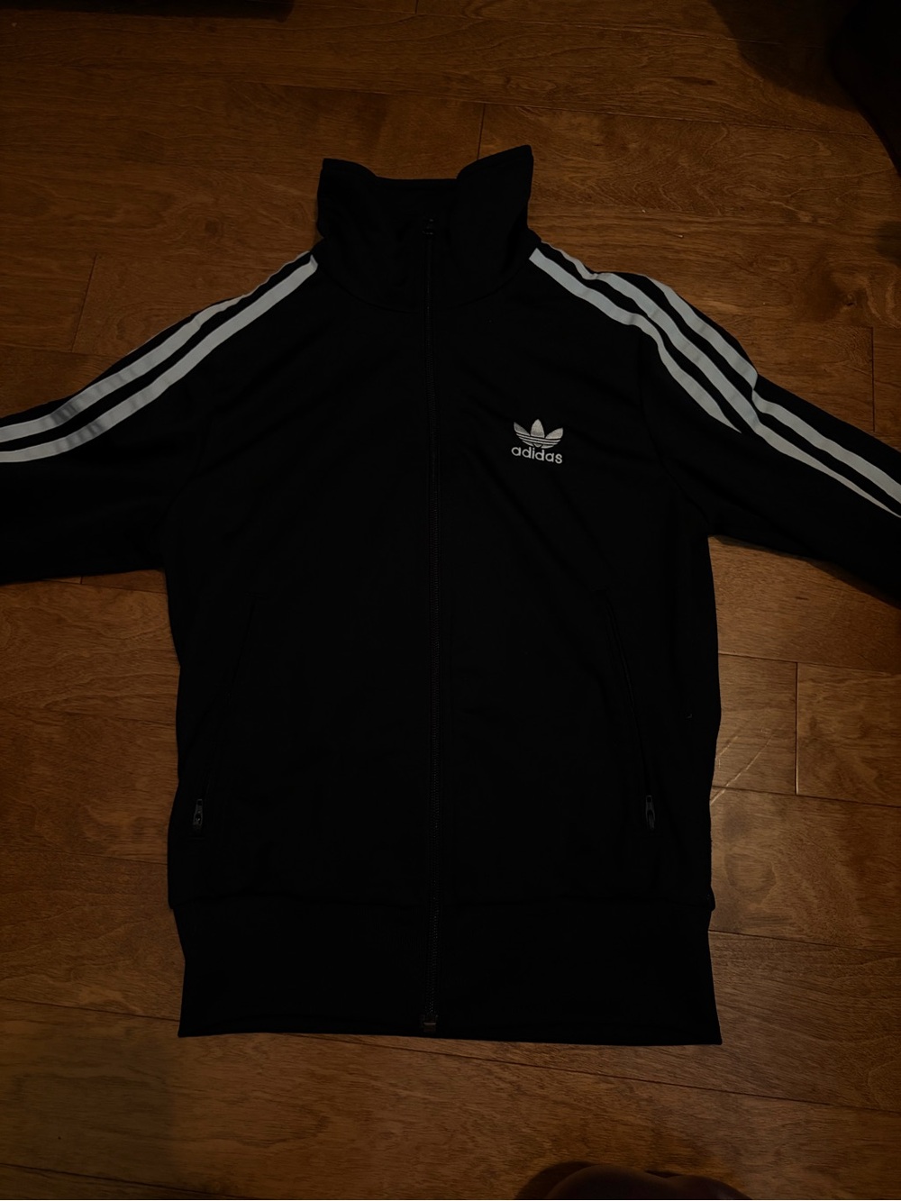 adidas Black Jacket with White Three-Stripes